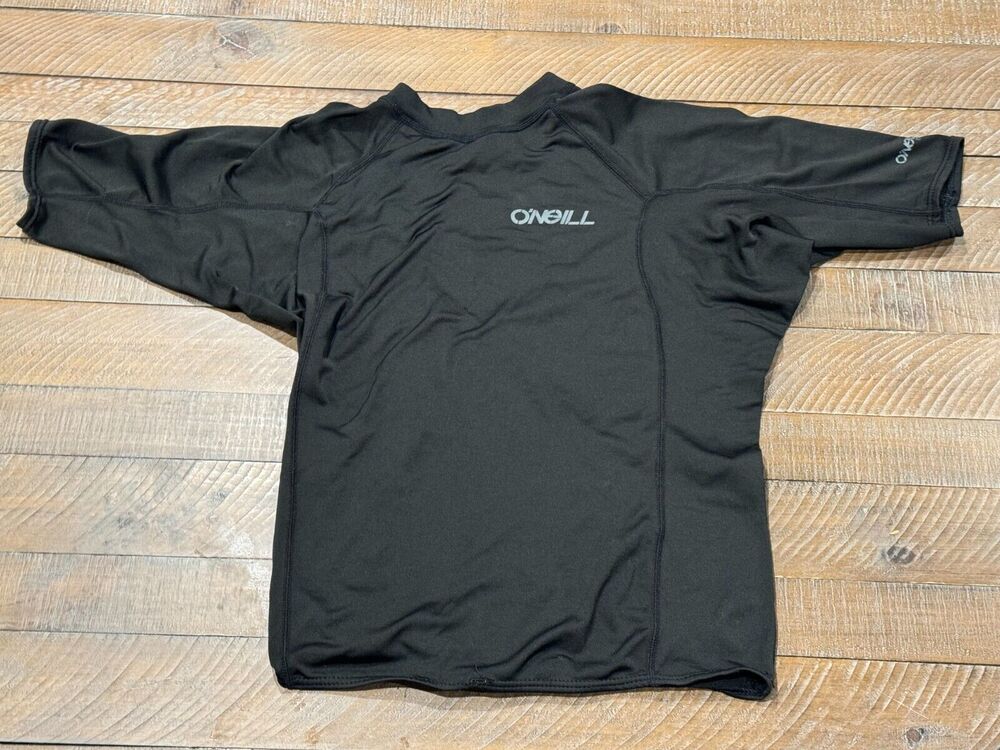 O'Neill Kid's Black Thermo Short Sleeve Crew Rash Vest - Size M